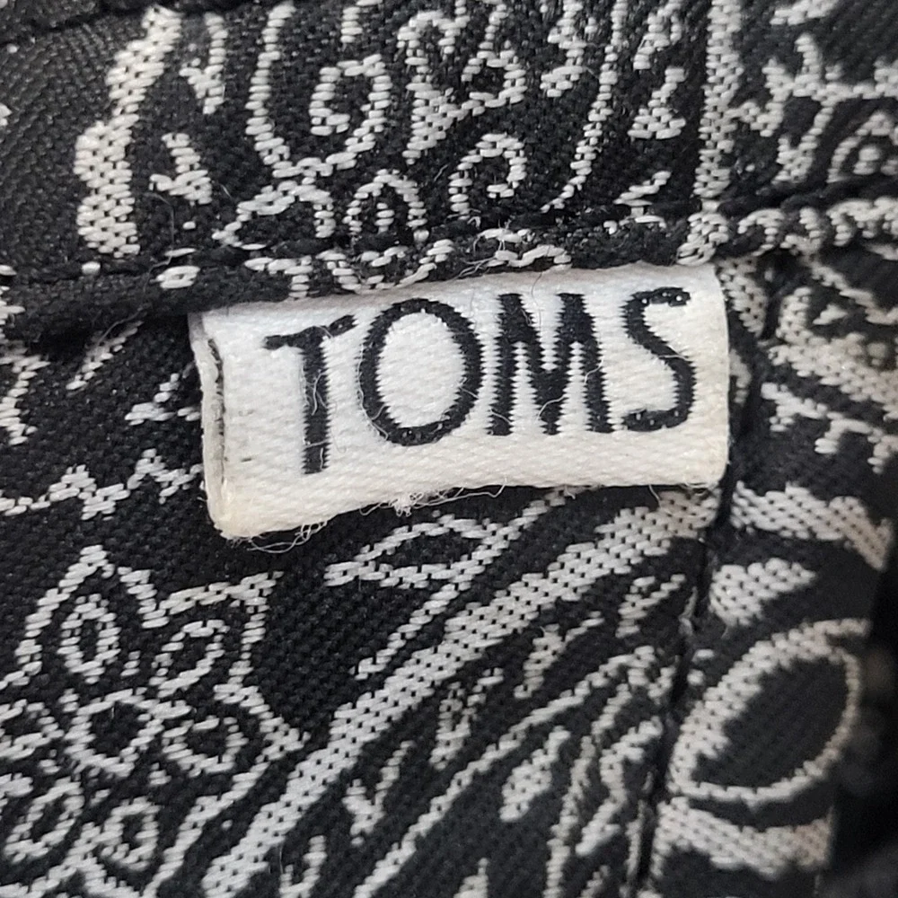 TOMS Classic Alpargata Black Silver Metallic Paisley Jacquard Slip On Shoes 8